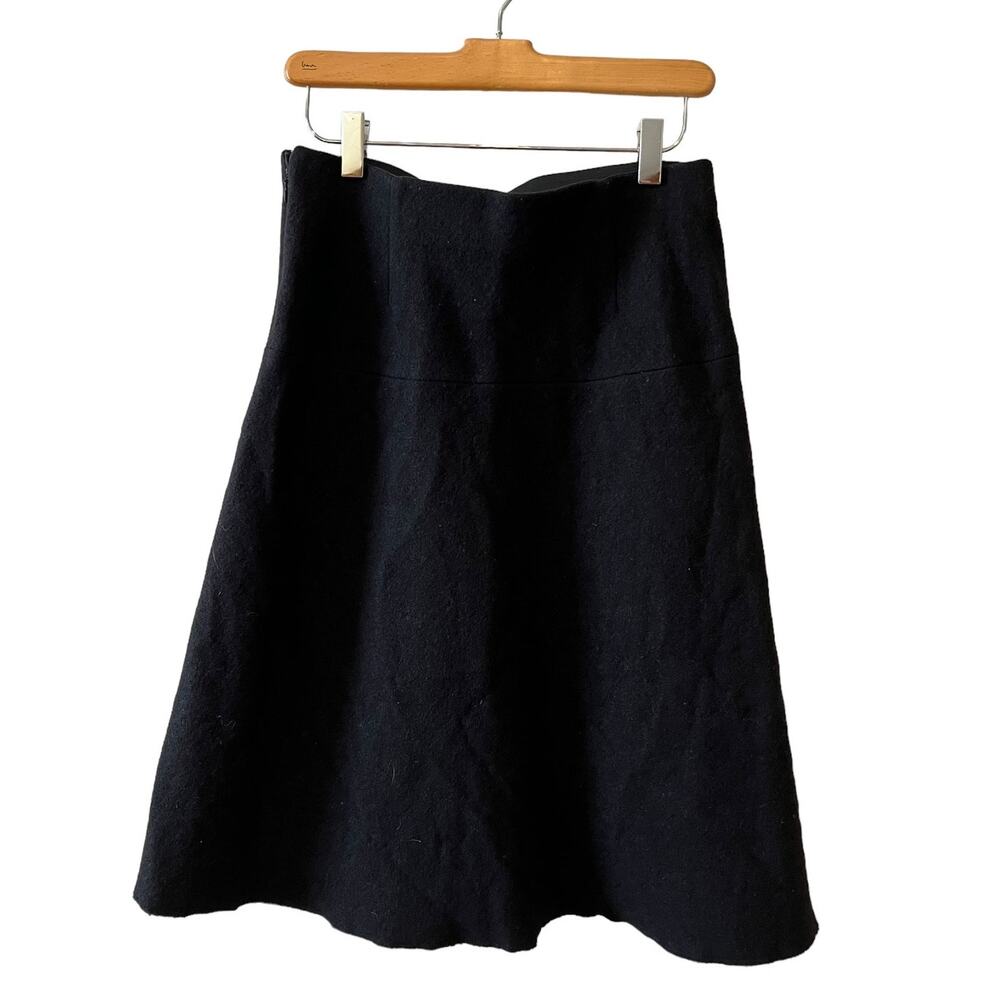 Everlane Tailored Textured Wool Twirl Skirt Black 6